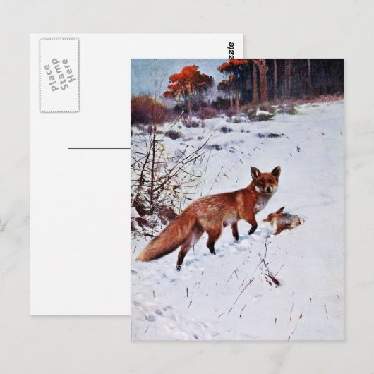 Red Fox Hunting Art Briefkaart (Voorkant / Achterkant)