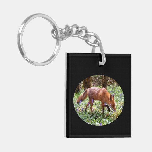 Red Fox in de Bluebells Sleutelhanger (Voorkant Links)