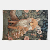 Red Fox in de herfsttuin William Morris Style Theedoek (Horizontaal)