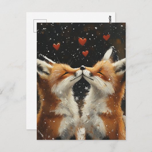 Red Fox in de liefde Briefkaart (Voorkant / Achterkant)