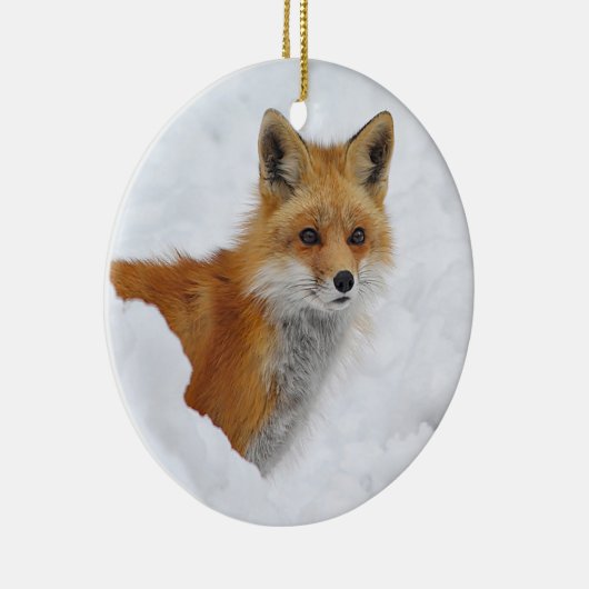 Red Fox in de sneeuw Keramisch Ornament (Rechts)