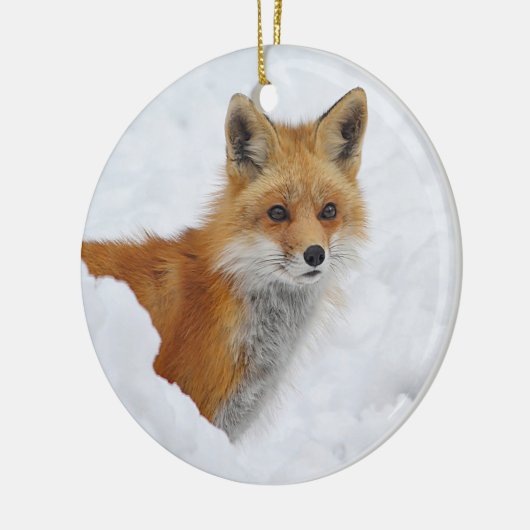 Red Fox in de sneeuw Keramisch Ornament (Links)