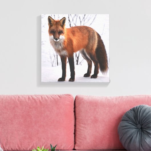 Red Fox in de winter Canvas Afdruk (Insitu (Woonkamer))