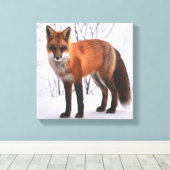 Red Fox in de winter Canvas Afdruk (Insitu (Houten vloer))
