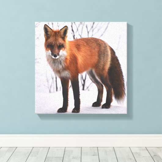 Red Fox in de winter Canvas Afdruk (Insitu (Houten vloer))