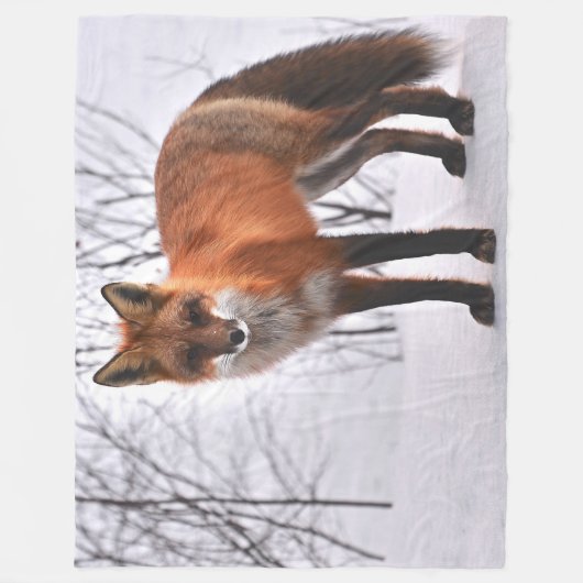 Red Fox in de winter Fleece Deken (Voorkant)