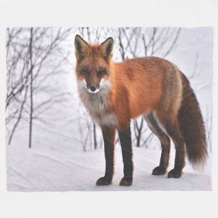 Red Fox in de winter Fleece Deken