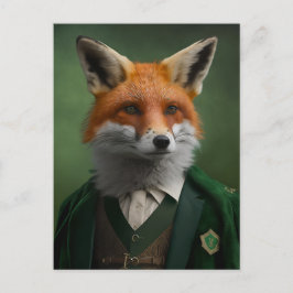 Red Fox in een Green St. Patrick's Day Suit Briefk Briefkaart