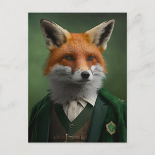 Red Fox in een Green St. Patrick's Day Suit Briefk Briefkaart