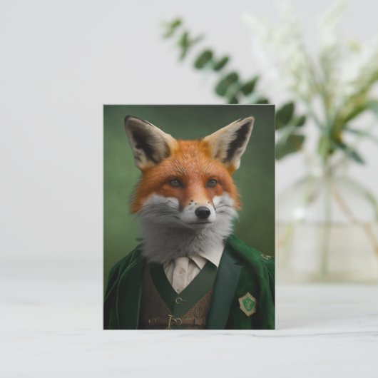 Red Fox in een Green St. Patrick's Day Suit Briefk Briefkaart (Staand voorkant)