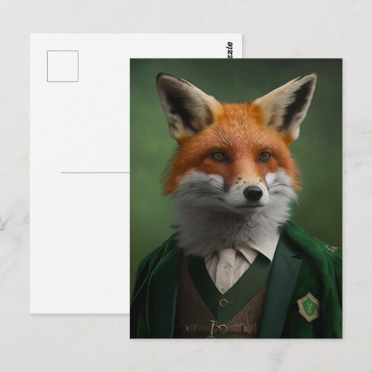 Red Fox in een Green St. Patrick's Day Suit Briefk Briefkaart (Voorkant / Achterkant)