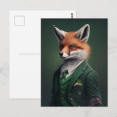 Red Fox in een Green St. Patrick's Day Suit Briefk Briefkaart (Voorkant / Achterkant)