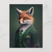 Red Fox in een Green St. Patrick's Day Suit Briefk Briefkaart (Voorkant)