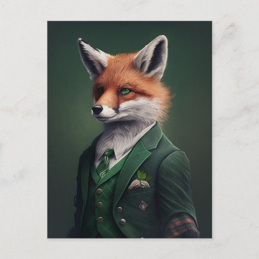Red Fox in een Green St. Patrick's Day Suit Briefk Briefkaart (Voorkant)