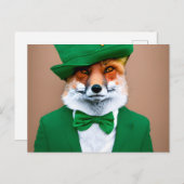 Red Fox in een Green St. Patrick's Day Suit Briefkaart (Voorkant / Achterkant)