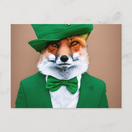 Red Fox in een Green St. Patrick's Day Suit Briefkaart (Voorkant)