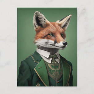 Red Fox in een Green St. Patrick's Day Suit Briefkaart