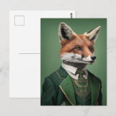 Red Fox in een Green St. Patrick's Day Suit Briefkaart (Voorkant / Achterkant)