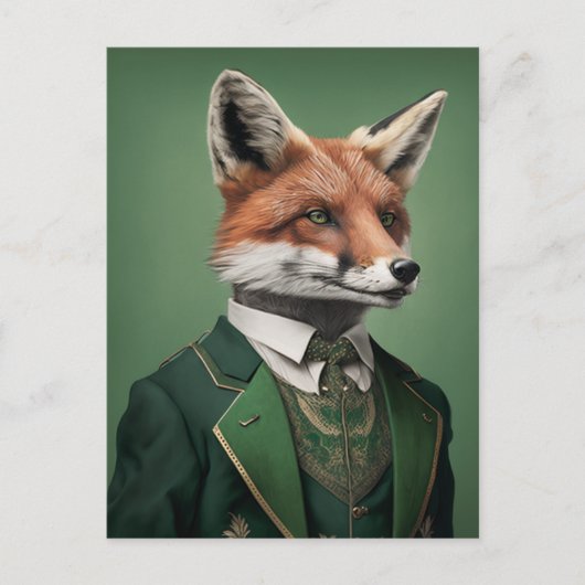 Red Fox in een Green St. Patrick's Day Suit Briefkaart (Voorkant)