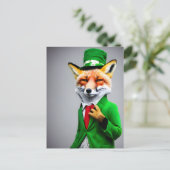 Red Fox in een Green St. Patrick's Day Suit Briefkaart (Staand voorkant)