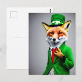 Red Fox in een Green St. Patrick's Day Suit Briefkaart (Voorkant / Achterkant)