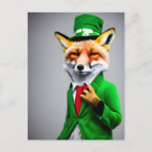 Red Fox in een Green St. Patrick's Day Suit Briefkaart (Voorkant)