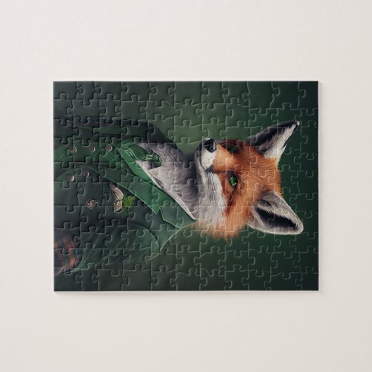 Red Fox in een Green St. Patrick's Day Suit Jigzaa Legpuzzel (Horizontaal)