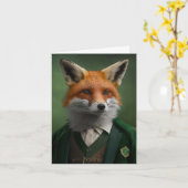 Red Fox in een Green St. Patrick's Day Suit Kaart (Gele Bloem)