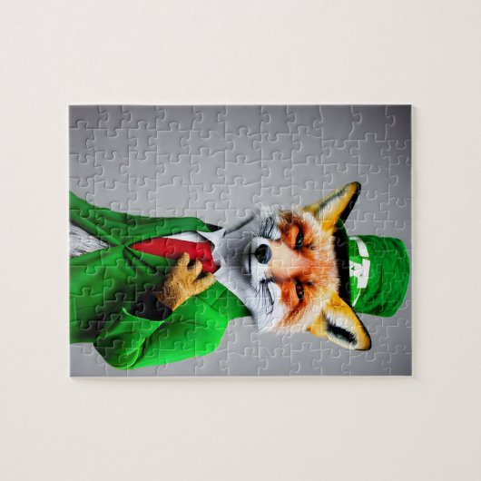 Red Fox in een Green St. Patrick's Day Suit Legpuzzel (Horizontaal)