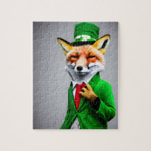 Red Fox in een Green St. Patrick's Day Suit Legpuzzel