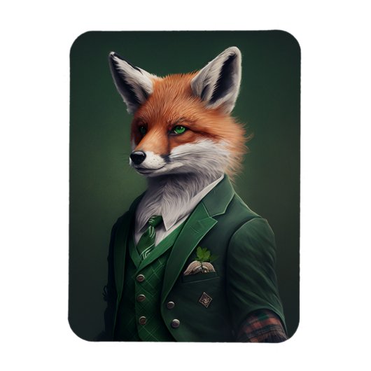 Red Fox in een Green St. Patrick's Day Suit Magnet Magneet (Verticaal)