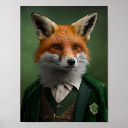 Red Fox in een Green St. Patrick's Day Suit Poster