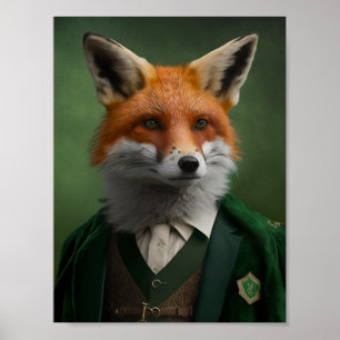 Red Fox in een Green St. Patrick's Day Suit Poster