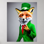 Red Fox in een Green St. Patrick's Day Suit Poster (Voorkant)