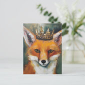 Red Fox in een kroon Briefkaart (Staand voorkant)