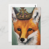 Red Fox in een kroon Briefkaart (Voorkant / Achterkant)