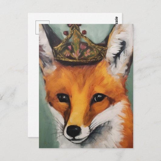 Red Fox in een kroon Briefkaart (Voorkant / Achterkant)