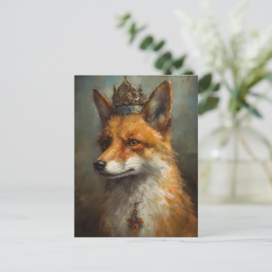 Red Fox in een kroon Briefkaart (Staand voorkant)