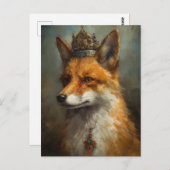 Red Fox in een kroon Briefkaart (Voorkant / Achterkant)