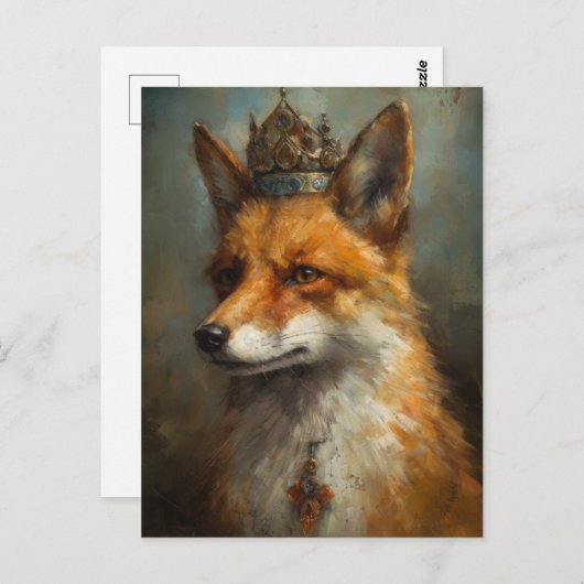 Red Fox in een kroon Briefkaart (Voorkant / Achterkant)
