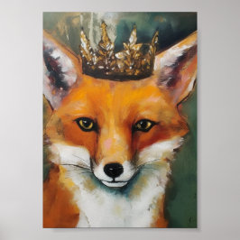 Red Fox in een kroon Poster