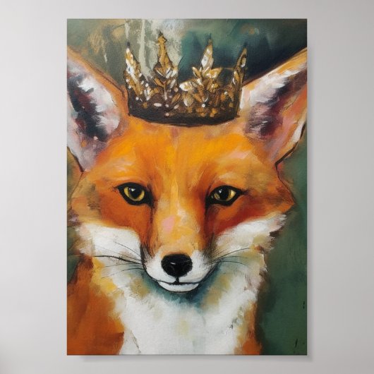 Red Fox in een kroon Poster (Voorkant)