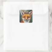 Red Fox in een kroon Vierkante Sticker (Tas)