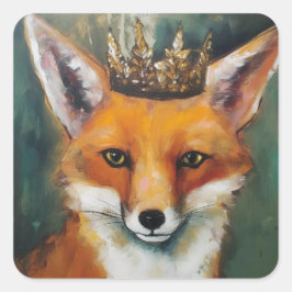 Red Fox in een kroon Vierkante Sticker