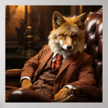 Red Fox in een pak en Stropdas Luxe Fotografie