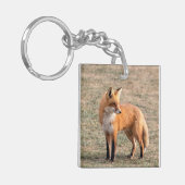 Red Fox in een veld Sleutelhanger (Voorkant Links)