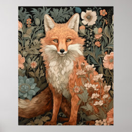 Red Fox in een Victoriaans Engelse tuin Poster