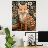 Red Fox in een Victoriaans Engelse tuin Poster (Thuiskantoor)