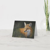 Red Fox in Grass Wildlife Art Note Kaart (Voorkant)