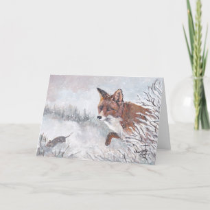 Red Fox in het Snow Wildlife Art Wenskaart Kaart